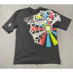 Rocawear Graphic Tee Men L Black Multicolor Stars Y2K Hip Hop Street Style